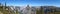 Landscape Panorama view of Half Dome Yosemite rock seen form Glacier Point in Yosemite National Park Wawona Rd, California, USA -