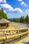 Landscape panorama walking path on Brocken mountain peak Harz Germany