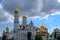 Landscape with panoramic view on domes of cathedrals Moscow Kremlin