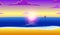 Landscape of paradise on the ocean beach with sunset. tropical island. sea and sunrise. vector illustration. weekends