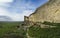 Landscape With part of the medieval exterior wall of the town of UrueÃ±a.