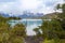 Landscape of Pehoe lake at Torres del Paine National Park