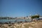 Landscape and people in Porto Cesareo, Italy.