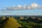 Landscape in Philippines, sunset over the chocolate hills on Bohol Island