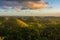 Landscape in Philippines, sunset over the chocolate hills on Bohol Island