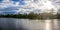 landscape photo of Naung Yar Lake, with cloudy and sunshine background, Loikaw, Kayah State, Myanmar, Oct-2017