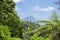 Landscape photo. View of Mount Raung Banyuwangi with blue sky and clouds