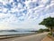 Landscape photography, boat, lake, road with dramatric cloud