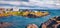 Landscape photography. Panoramic summer cityscape of small fishing town - Stykkisholmur.