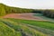 Landscape with plowed field in spring forest