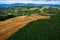 Landscape with plowed and green field near Roprachtice