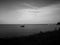 Landscape on the Polish coastline. Gulf of Gdansk, Baltic Sea, Poland. Artistic look in black and white.