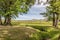 Landscape Pomerol Saint Emilion vineyards in Bordeaux region in France