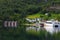 Landscape of the port of Flam on the Aurlandsfjord fjord Norway