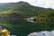 Landscape of the port of Flam on the Aurlandsfjord fjord Norway