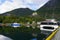 Landscape of the port of Flam on the Aurlandsfjord fjord Norway