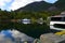 Landscape of the port of Flam on the Aurlandsfjord fjord Norway