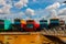 The landscape of the port and the ships. Sibu city, Sarawak, Malaysia, Borneo