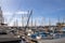 Landscape with a port with yachts in the Spanish city of Puerto Rico on the Canary Island of Gran Canaria