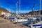 Landscape with a port with yachts in the Spanish city of Puerto Rico on the Canary Island of Gran Canaria