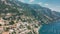 Landscape of Positano in Italy, West Europe. Amalfi Coast and Mediterranean Sea.