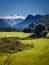 Landscape of the Pumalin National Park in the chilean Patagonia with the Michinmahiuda volcano