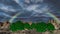 Landscape with rainbow and clouds 3D animation