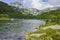 Landscape with Reflection of Muratov peak in river, Pirin Mountain