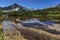 Landscape with Reflection of Sivrya peak in Banski lakes, Pirin Mountain