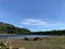 Landscape of reservoir with cracked mud in summer season