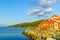 Landscape and a restaurant building along the Cabot Trail