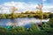 Landscape with river and boats