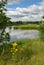 Landscape with the river and clouds.