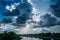 Landscape river with rain clouds,beautiful scenery