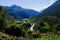 Landscape of road 55 Sognefjellet national tourist route at Fortun Norway