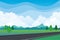 Landscape road vector background, Flat Cartoon natural landscape with road