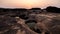 landscape of rock or sandstones and water pond the sunset background, at Sam Phan Bok, Ubon Ratchathani