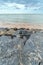 Landscape of rocks in front of the beach