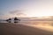 Landscape of rocks and the Pacific coast at sunset. Beautiful picture and night scenery of nature