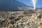 A landscape of rocky track on mount Papandayan that challenging for the hiker. The most active volcano on Garut. Papandayan