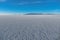 Landscape of Salar de Uyuni in Bolivia covered with water, salt flat desert and sky reflections