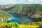 Landscape of the san esteban reservoir in the sil canyon, ribeira sacra in ourense, galicia