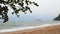 Landscape of sand beach sea coast before storm coming evening atmosphere