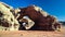 Landscape of sand dune and sandstone nature sculpture at Tamezguida in Tassili nAjjer national park, Algeria