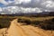Landscape - sand road in rocky desert of Africa