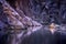 Landscape scene of Gorges de la Jogne river canyon in Broc, Switzerland in Faroe Island