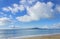 Landscape Scenery of Milford Beach Auckland New Zealand; View to Rangitoto Island during Sunny Day; Nice Clouds Formation