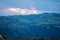 Landscape scenery with pink skies during sunset in the norwegian mountains