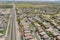 Landscape scenic aerial view of a suburban settlement in USA with detached houses the Avondale town Arizona USA