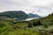 Landscape of Scottish nature, green hills, Loch Shiel lake near Glenfinnan lookout in Scotland, United Kingdom